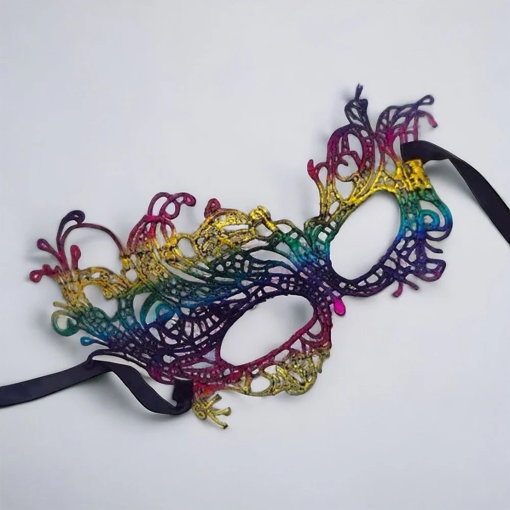 Rainbow Lace Masquerade Mask – Let the Mystery Sparkle! 🎭
